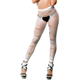 Naughty Girl Sexy Mixed Holes Leggings White O/S