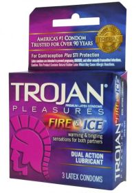 Trojan Condom Pleasures Fire & Ice Dual Action Lubricant 3 Pack