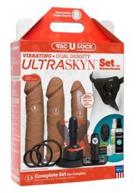 Vac-U-Lock Vibrating Ultraskyn Couples Set with Remote - Tan