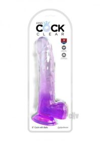 King Cock Clear 9" Cock W/balls - Purple