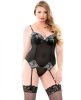 Curve Anne Embroidered Corset G-String Black 3X/4X