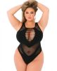 Pink Lipstick Low Blow Cut Out Bodysuit Black Qn