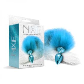 Nixie Metal Butt Plug With Ombre Tail Blue Metallic