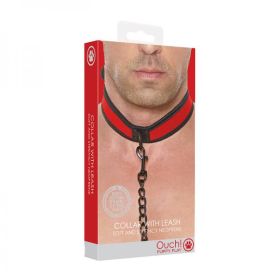 Puppy Play Neoprene Collar With Leash Red/black