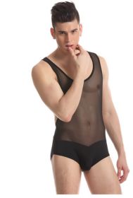 Male Sexy Lingerie Babydoll Sheer Bodysuit Men Underwear Jumpsuit